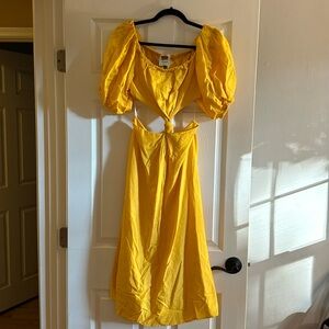 Off the shoulder farm Rio midi dress